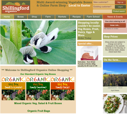 Screenshot of website